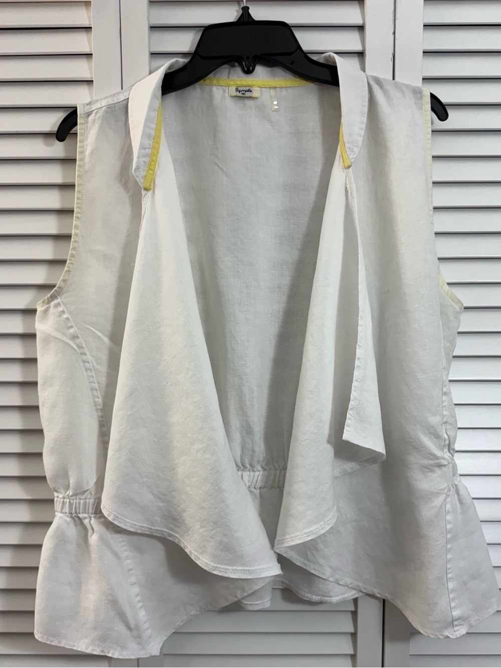 Symple NYC Women's White 100% Linen Shrug Cardigan Layering SleevelessDrape